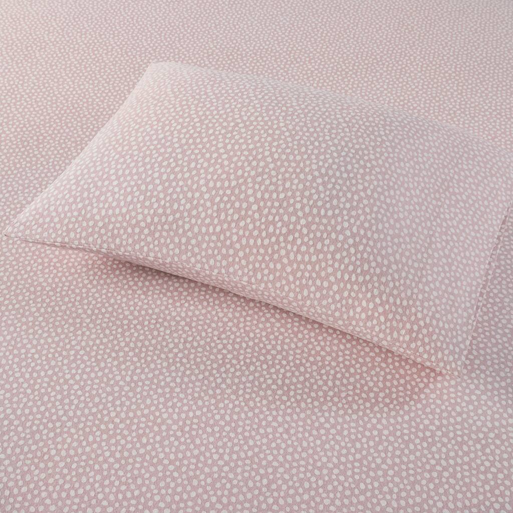 Alt View 2. Gracie Mills - Gracie Mills Persephone Cotton Flannel Sheet Set - Blush Dots.