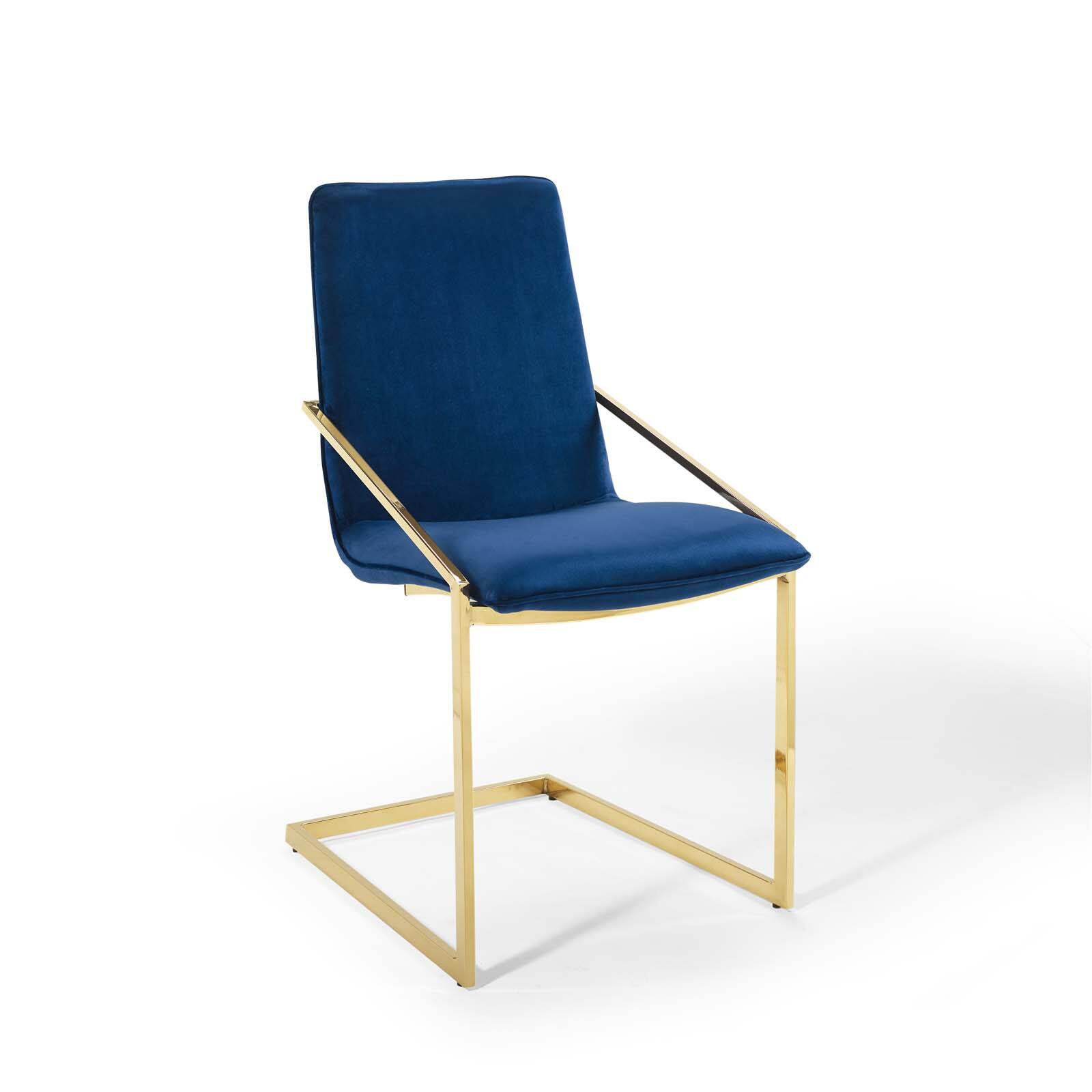 Angle. Modway - Pitch Performance Velvet Dining Armchair by Modway - Gold Navy.