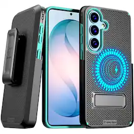 RomeTech - Belt Clip Holster Case for Samsung Galaxy S26 Plus, Black/Green - Black / Green