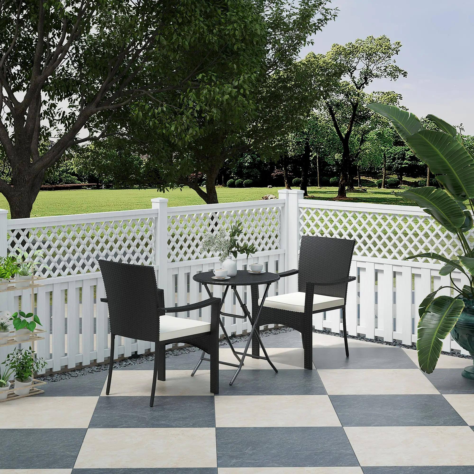 Left. Resenkos - Resenkos Rattan Bistro Set, Porch, Backyard, Garden, White - White.