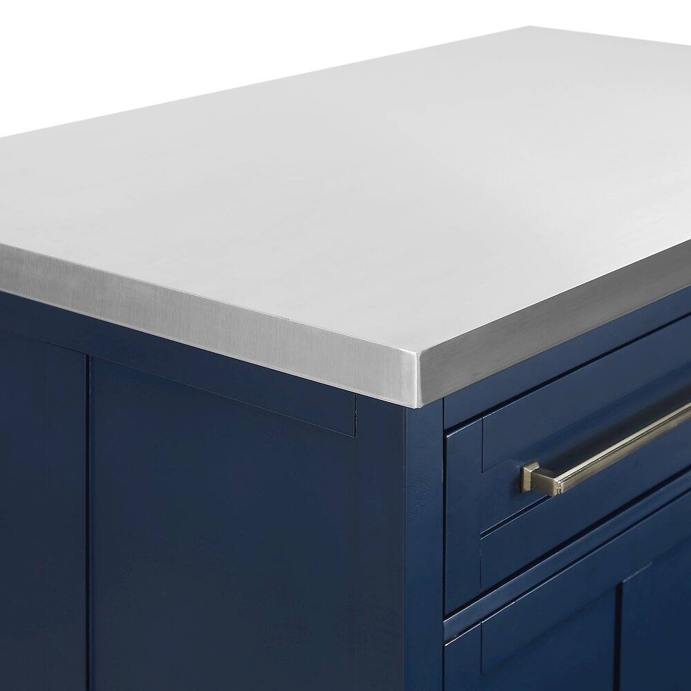 Alt View 7. Crosley Furniture - Silvia Stainless Steel Top Kitchen Island - Navy.