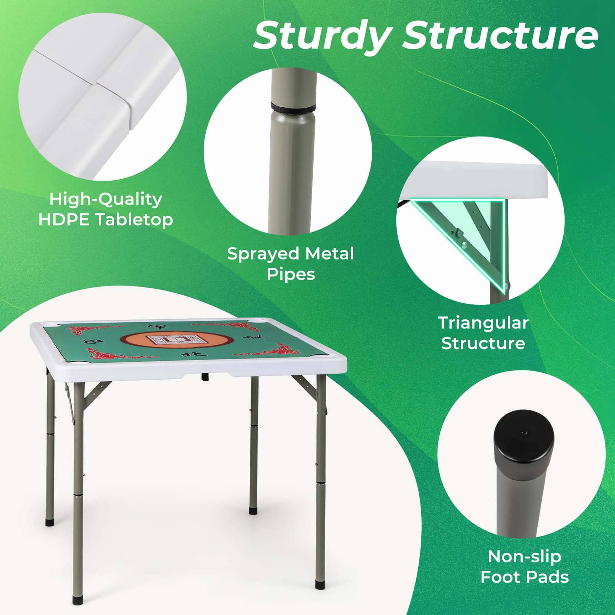 Sturdy Structure

- High-Quality HDPE Tabletop
- Sprayed Metal Pipes
- Triangular Structure
- Non-slip Foot Pads