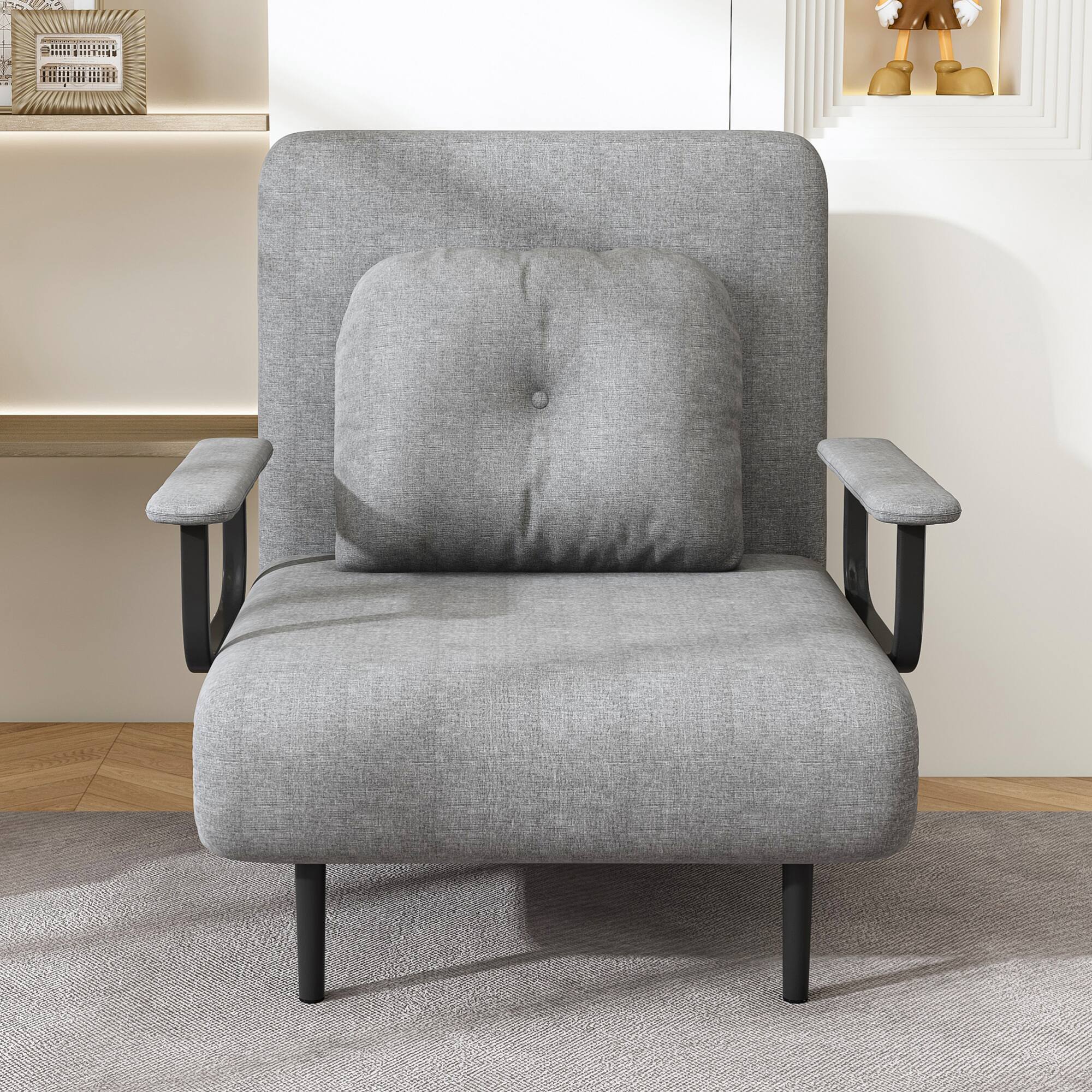 Alt View 4. GOODSILO - Convertible Sofa Bed with Adjustable Backrest and Storage - Space-Saving Sleeper Solution for Compact Living Spaces - Grey.