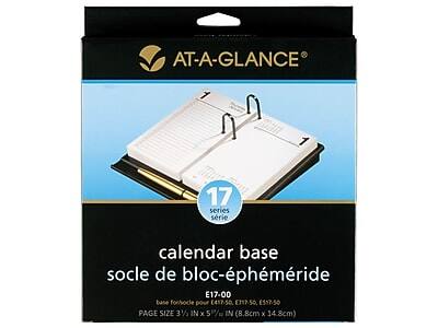 AT-A-GLANCE  
17 series  
calendar base  
socle de bloc-éphéméride  
E17-00  
base fonçée pour E417-50, E317-50, E517-50  
PAGE SIZE 3 1/2 IN x 5 1/2 IN (8.8cm x 14.8cm)