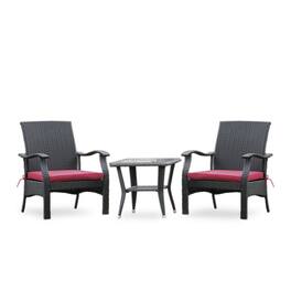 East West Furniture - Wicker Patio Set Black - Brown