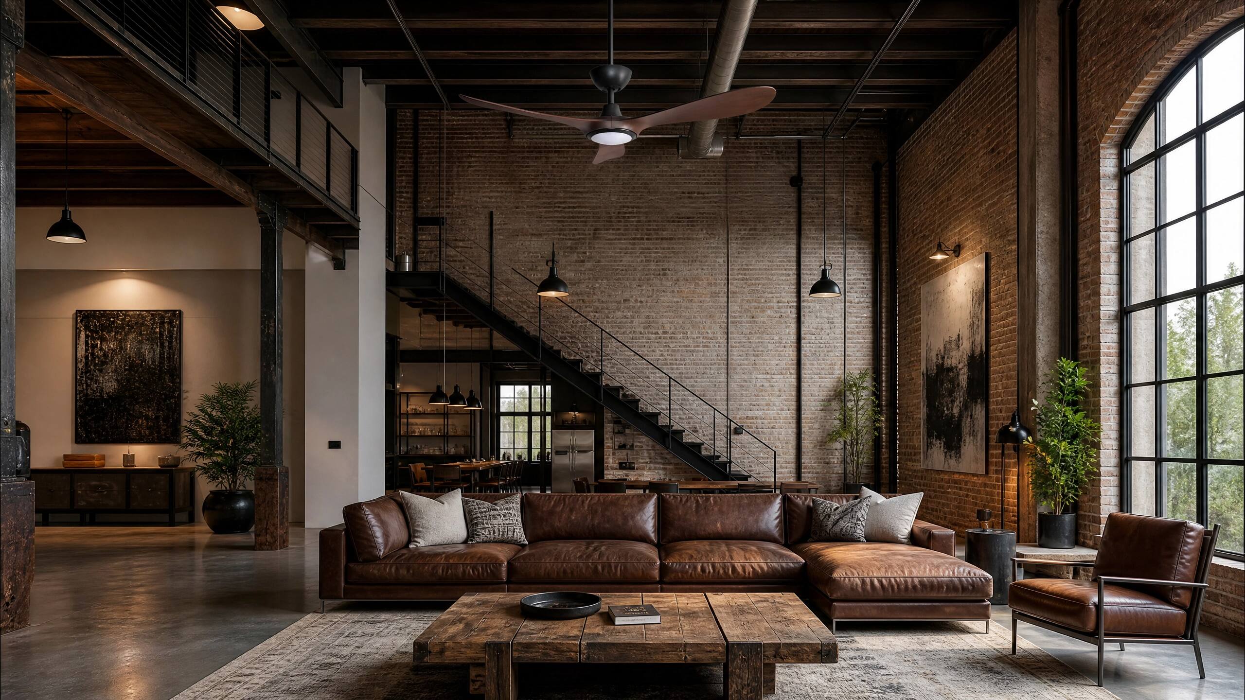 Back. ENLIGHT - 56" Smart Ceiling Fan, IP66 Outdoor/Coastal, CCT & Dimmable LED, Durable, Efficient + Quiet DC Motor, Matter, 3 Blades - Walnut Woodgrain.