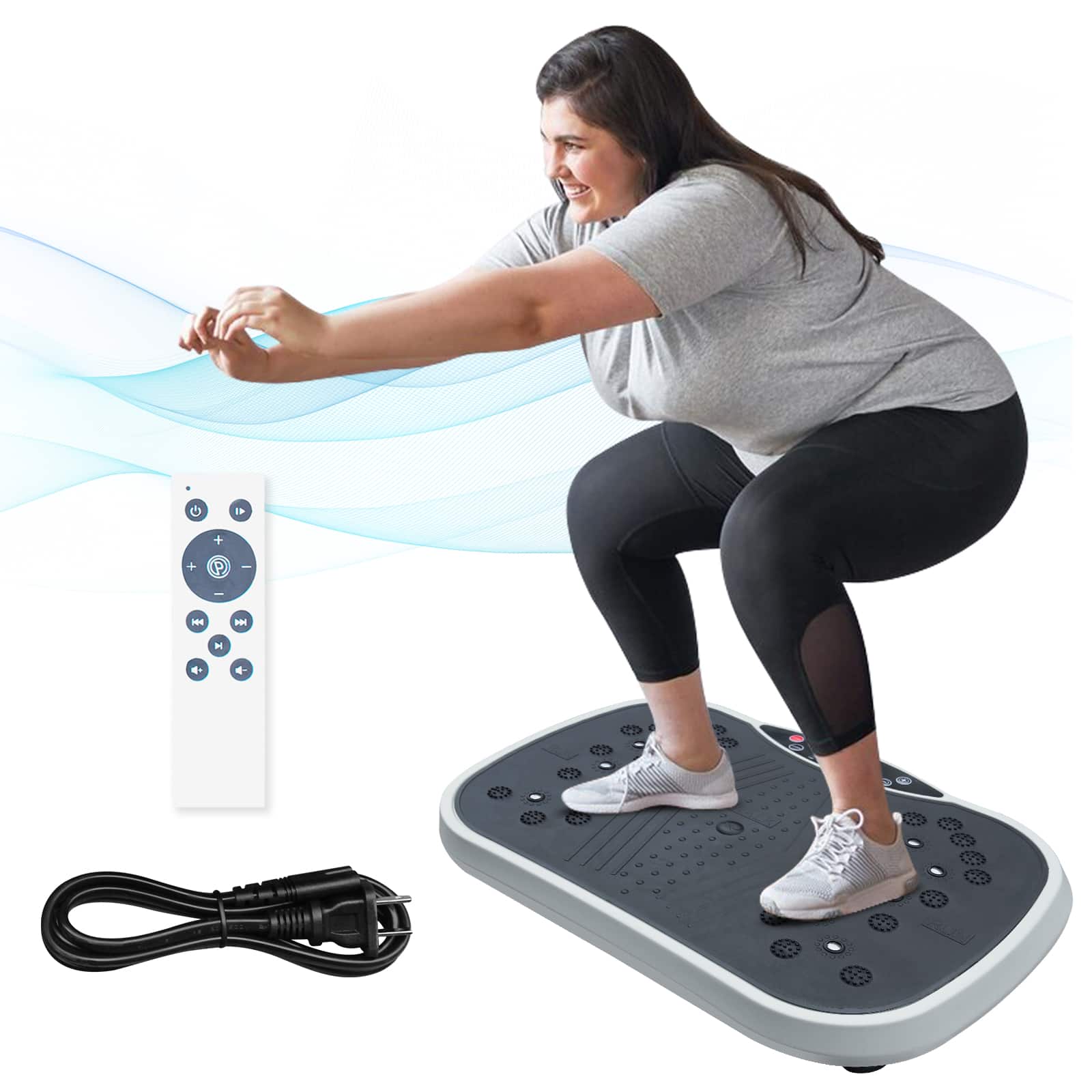 Akoasm - Vibration Plate Exercise Machine Whole Body Workout Vibration Fitness Platform for Home-Grey - Gray