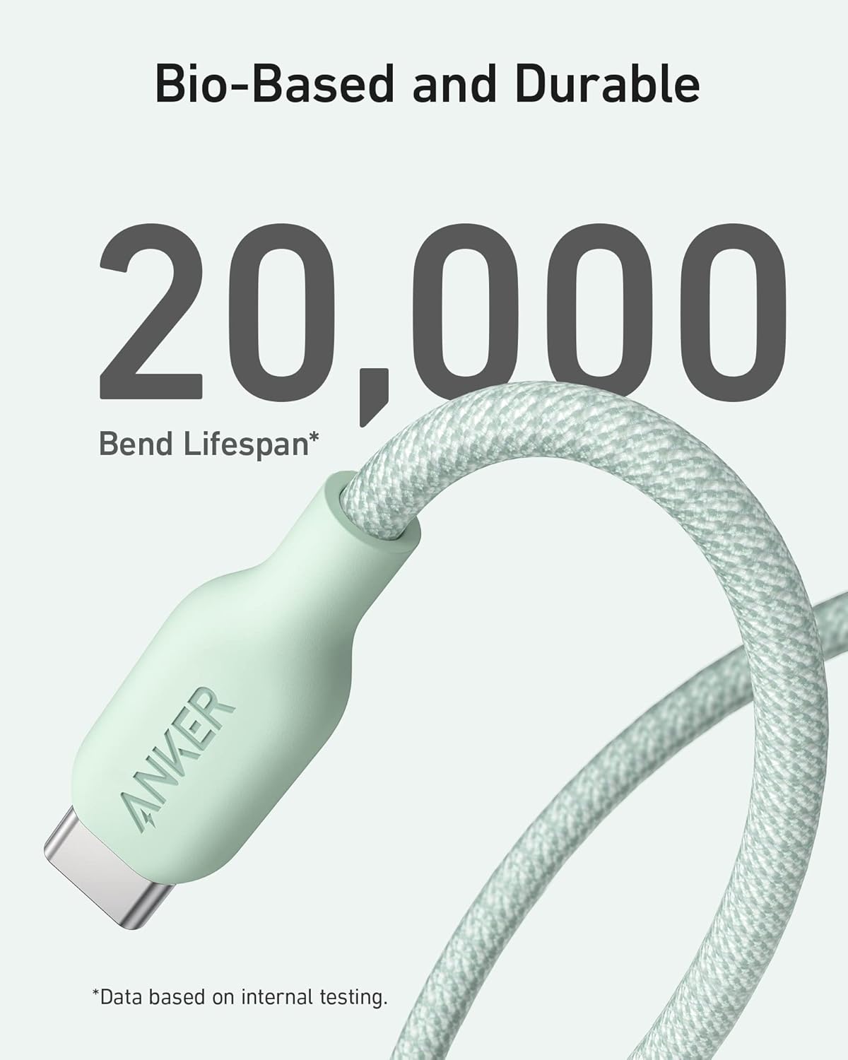 Bio-Based and Durable  
20,000 Bend Lifespan*  
ANKER  
*Data based on internal testing.
