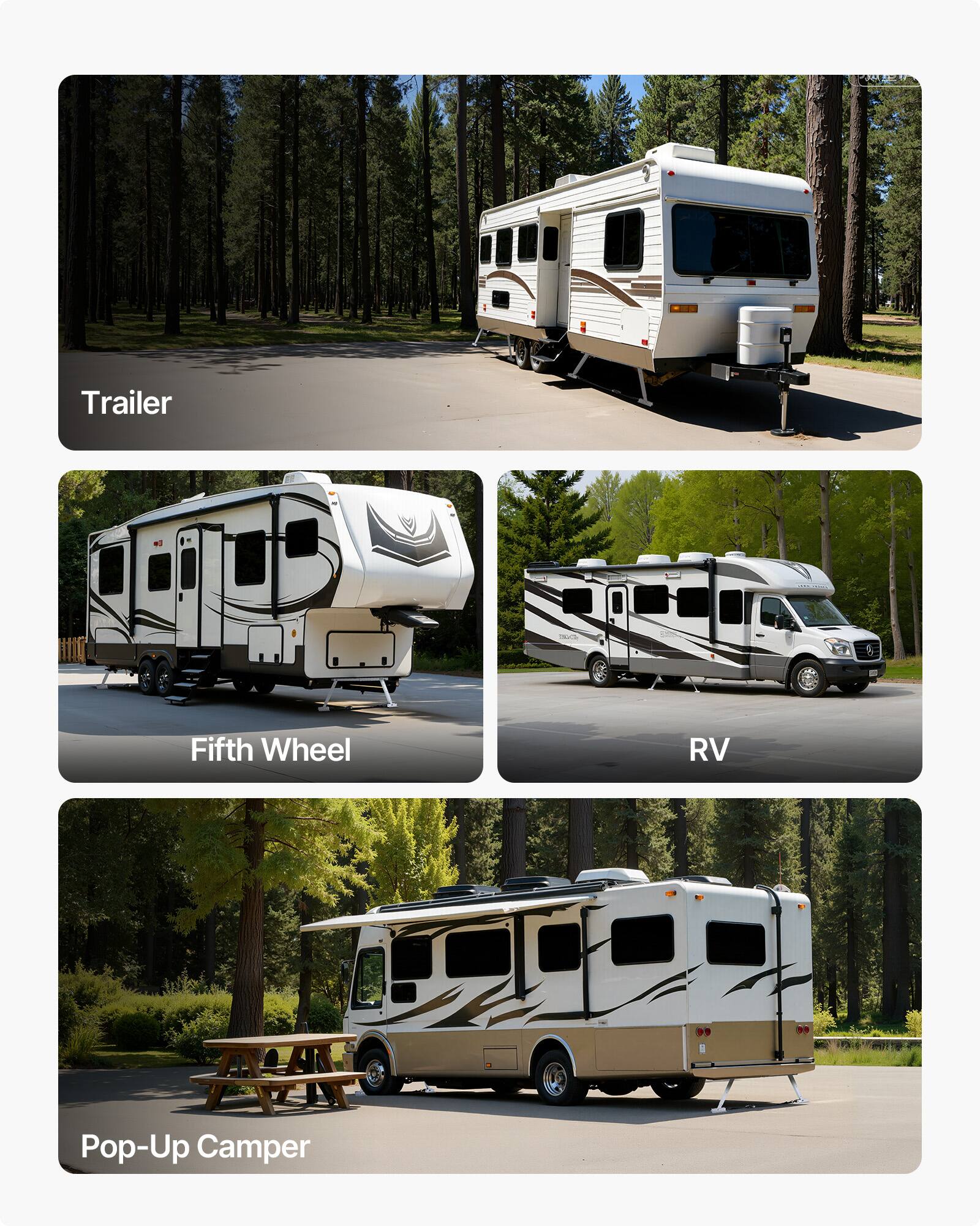 Trailer  
Fifth Wheel  
RV  
Pop-Up Camper