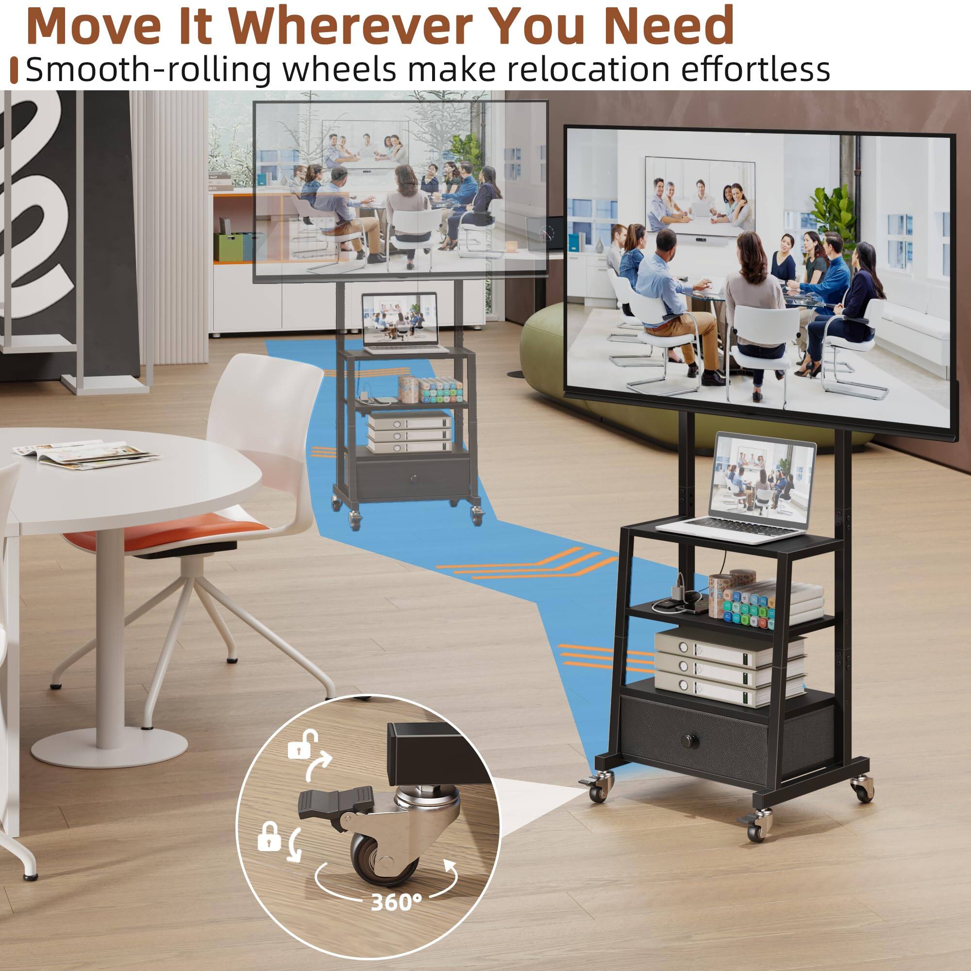 Move It Wherever You Need  
Smooth-rolling wheels make relocation effortless  
360°