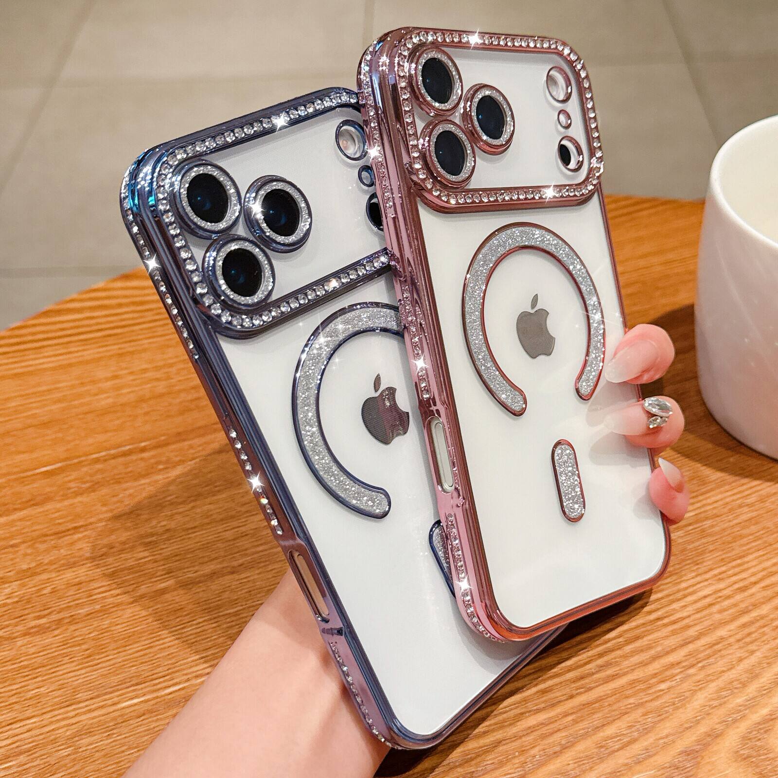 Alt View 2. UUCOVER - For Apple iPhone 18 Pro Max Magnetic Case with Camera Lens Protector, Compatible with MagSafe Slim Glitter Clear Cover - Silver.