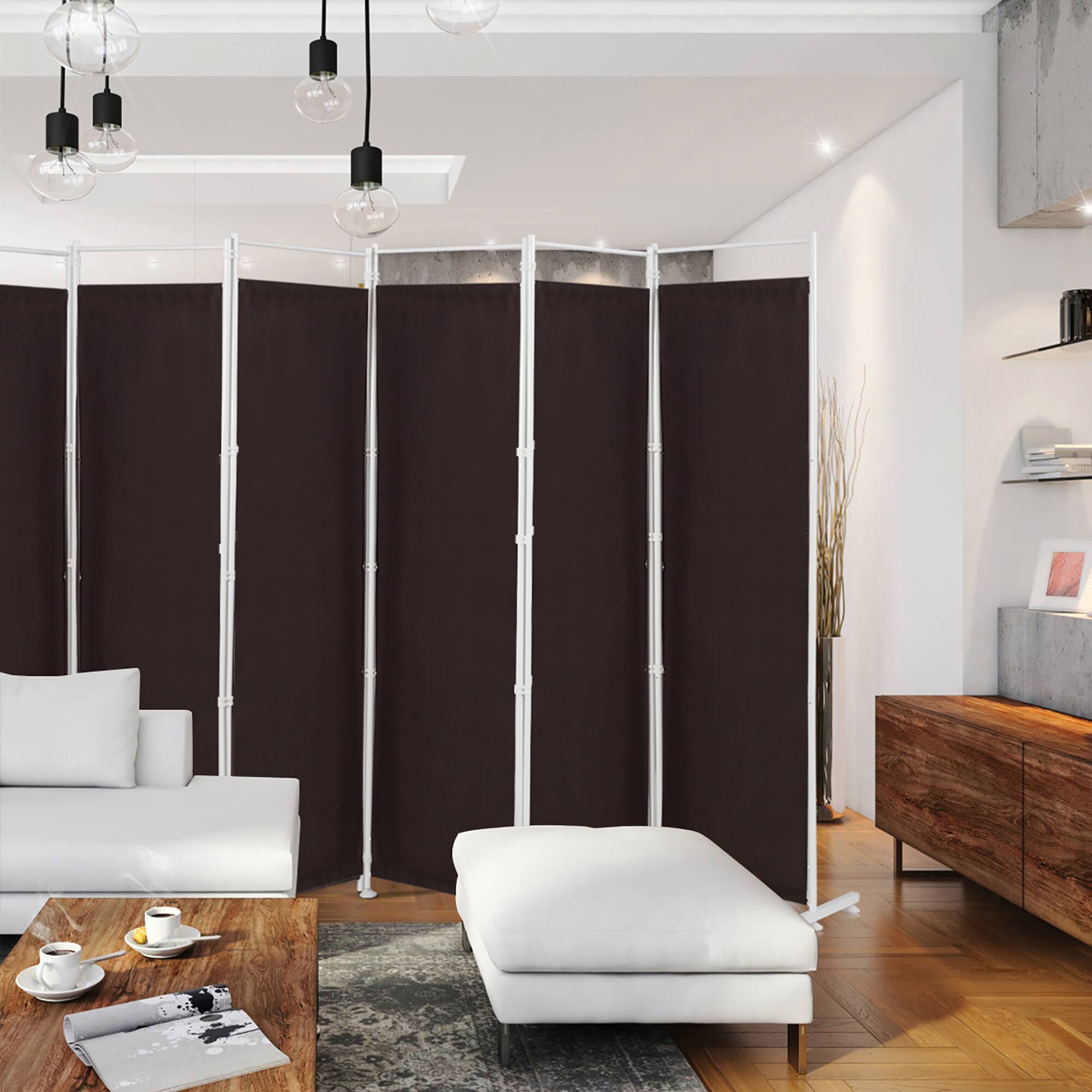 Alt View 7. Costway - Costway 6-Panel Room Divider Folding Privacy Screen w/Steel Frame Decoration - Brown.