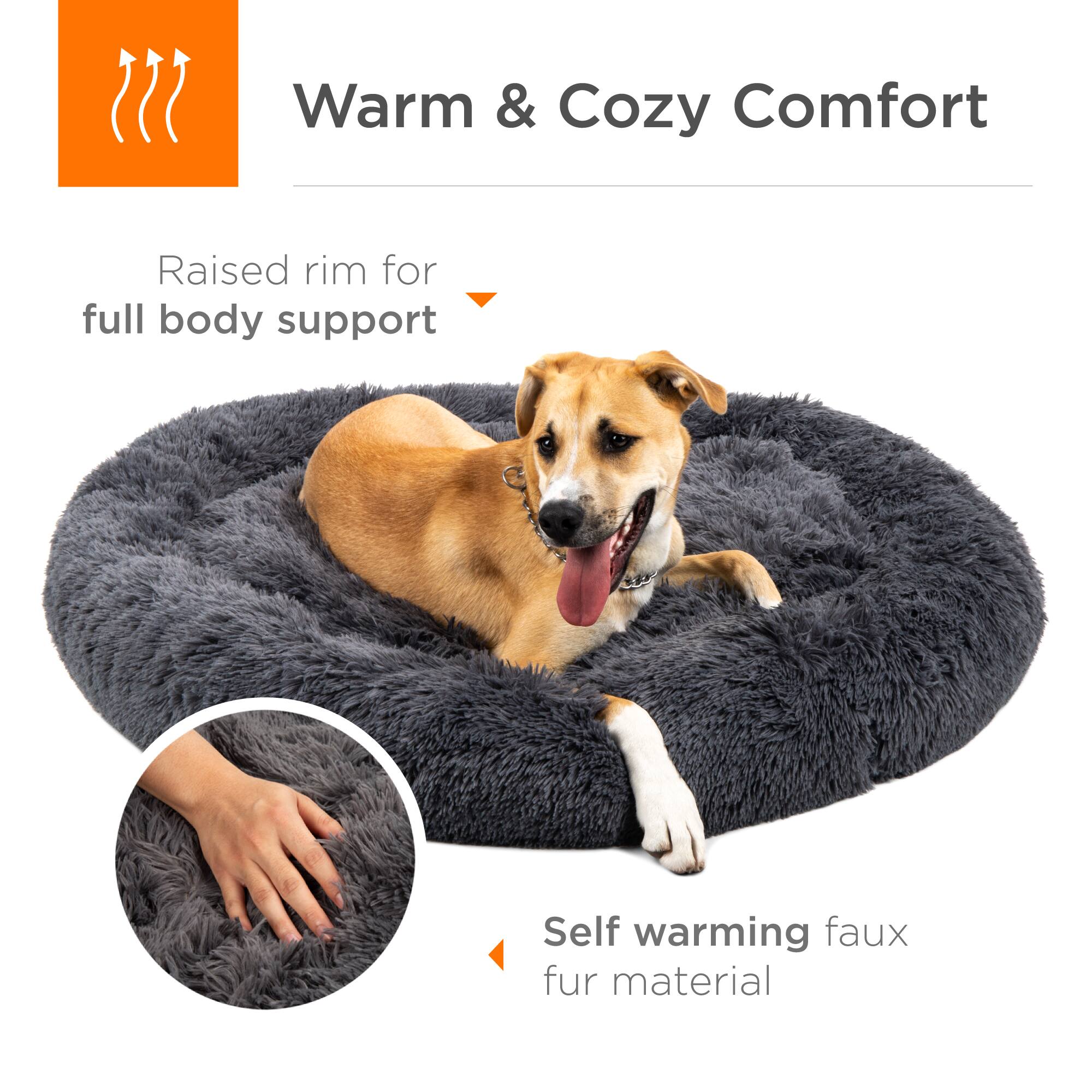 Warm & Cozy Comfort

Raised rim for full body support

Self warming faux fur material