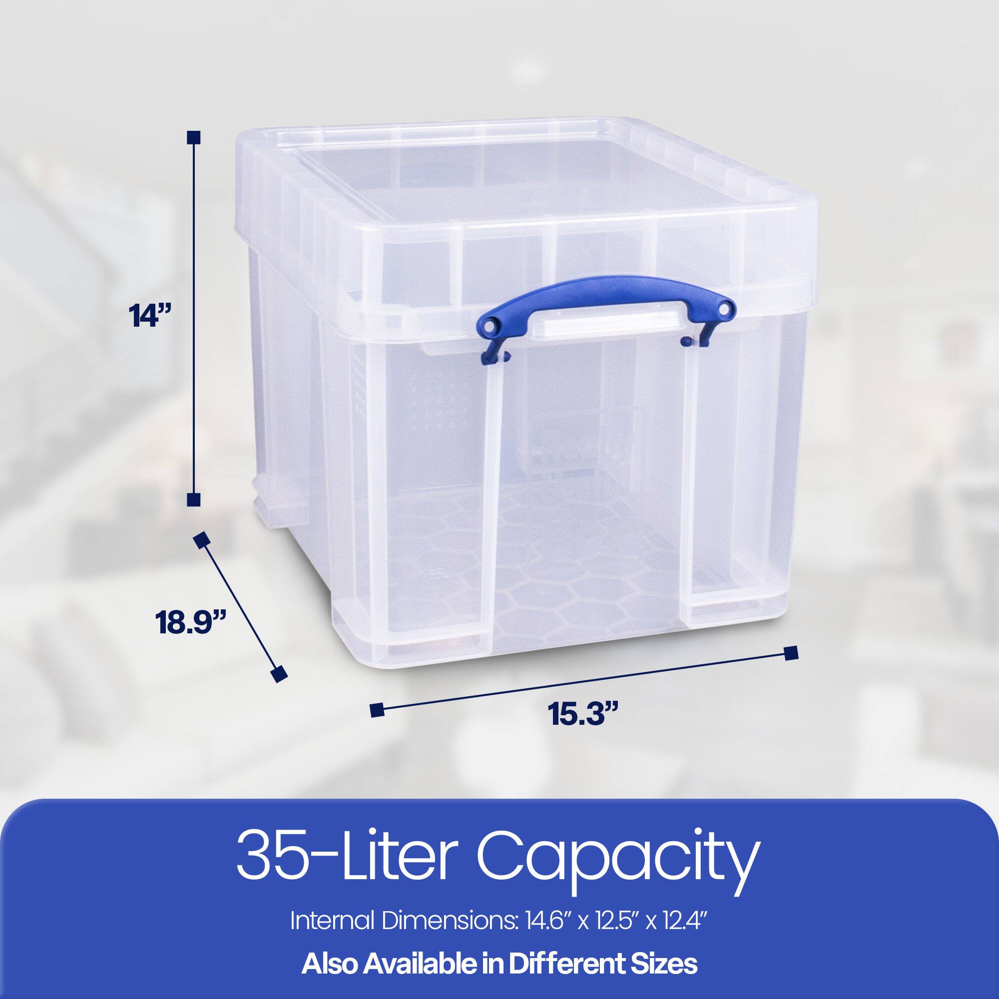 14" 18.9" 15.3" 35-Liter Capacity Internal Dimensions: 14.6" X 12.5" X 12.4" Also Available in Different Sizes