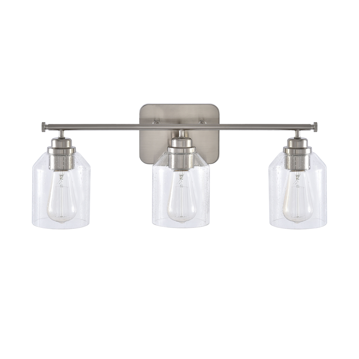 Alt View 6. Parrot Uncle - Modern Brushed Nickel 3-Light Seed Glass Dimmable Bathroom Vanity Light Fixture - Brushed Nickel.