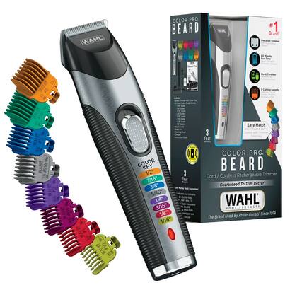 WAHL COLOR PRO BEARD
Brand Precision Trimmer Set
- 60 Minute Run Time
- Cordless Rechargeable
- 9 Cutting Lengths
- Easy Match Color-Coded Beard Cutting Combs with Trimmer Charger
- Color Key Year
- 3 Year Warranty
- The Brand Used By Professionals Since 1919
Includes:
- Trimmer
- 9 Color-Coded Combs
- Oil Brush
- Storage Case
- Instruction Guide
Cutting Lengths:
- 1/16"
- 1/8"
- 3/16"
- 1/4"
- 5/16"
- 3/8"
- 1/2"
- 7/16"
- 3/4"
- 13/16"
- 15/16"
Features:
- Precision Trimmer
- 60 Minute Run Time
- Cord/Cordless
- 9 Cutting Lengths
- Medium & Full Beard
- Easy Match Color-Coded Beard Cutting Combs with Trimmer Charger
- Color Key Year
- 3 Year Warranty
- Dry