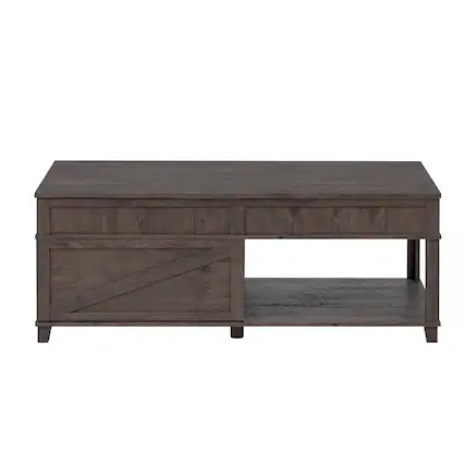 Front. Forest'nSky - Brown Lift-Top Coffee Table with Hidden Compartment, Open Shelf, and Adjustable Desktop - Brown.