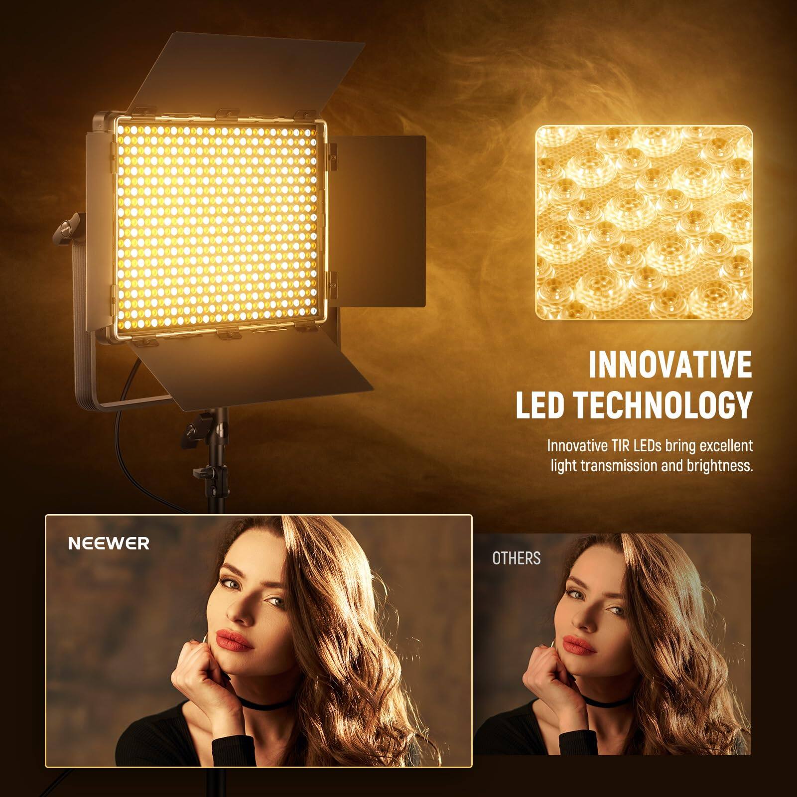 INNOVATIVE LED TECHNOLOGY  
Innovative TIR LEDs bring excellent light transmission and brightness.  

NEEWER  
OTHERS