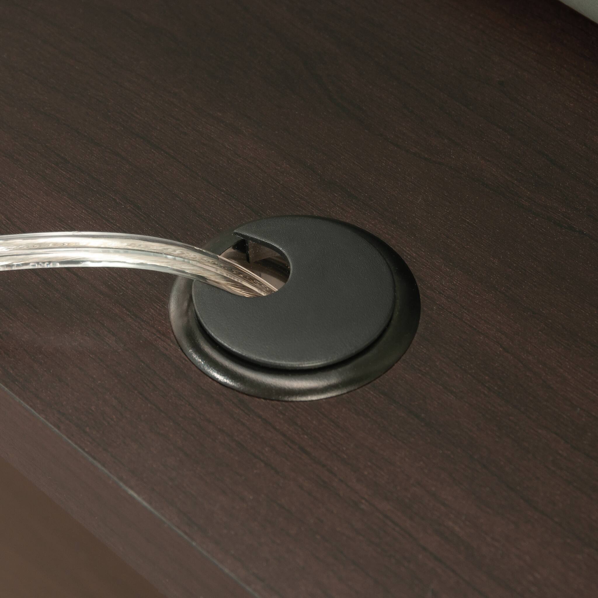 Alt View 5. Spaco - 58x66" L-Shaped Computer Desk, 1in Thick, File Drawer and Shelf, Dual Grommets - Brown.