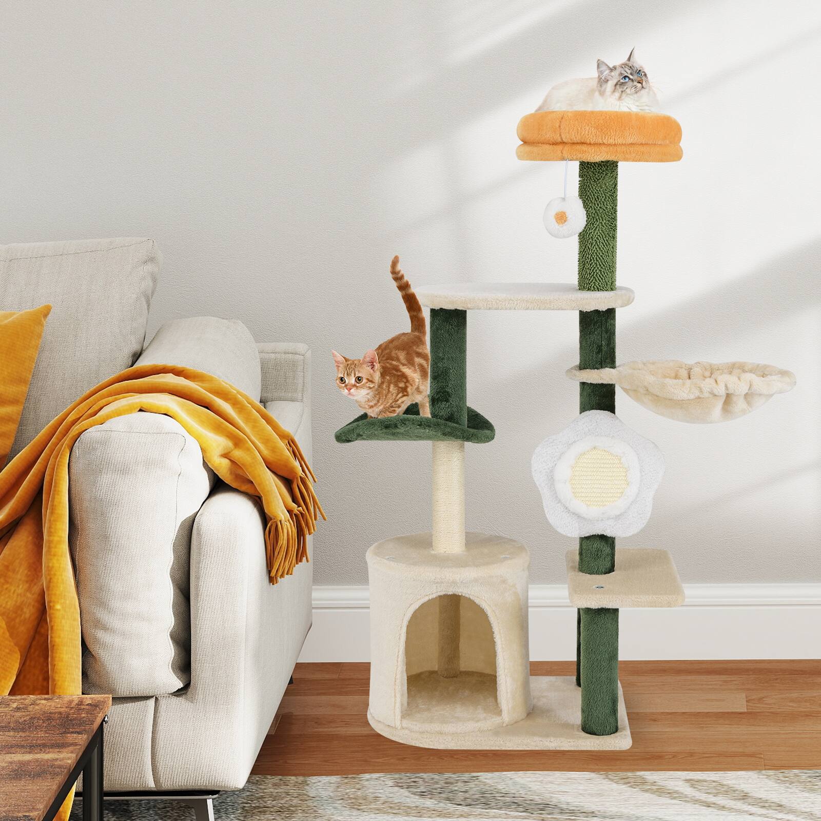 Alt View 1. Gymax - Gymax 45'' Tall Cat Tree Flower Multi-level Pet Activity Center Furniture w/Sisal Post - GYM16196.