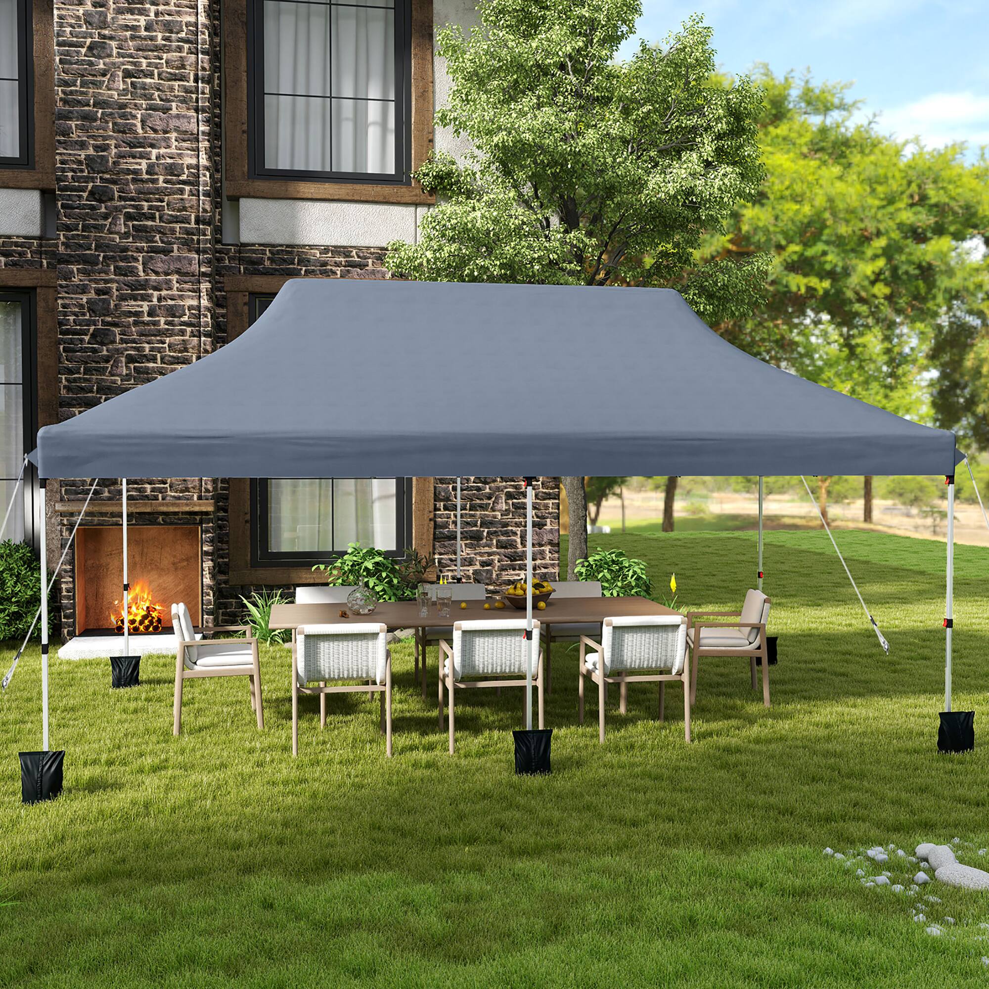 Alt View 1. Gymax - Gymax 10 x 20FT Pop-up Canopy Tent Folding Instant Sun Shelter w/ 3 Adjustable Heights Gray - Gray.