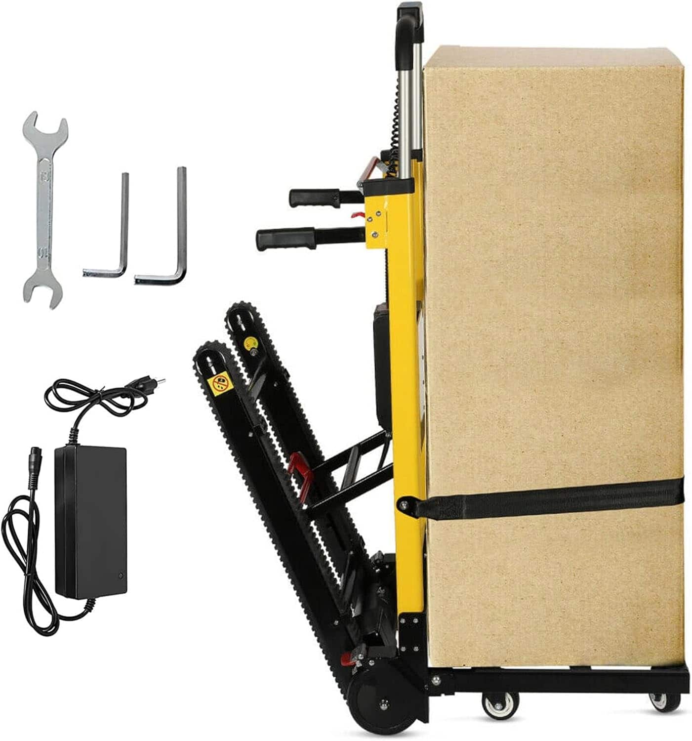 Front. Mirfee - 6-Wheel Electric Stair Climbing Hand Truck 440lbs - Battery Powered for Home, Warehouse & Supermarket - Yellow.