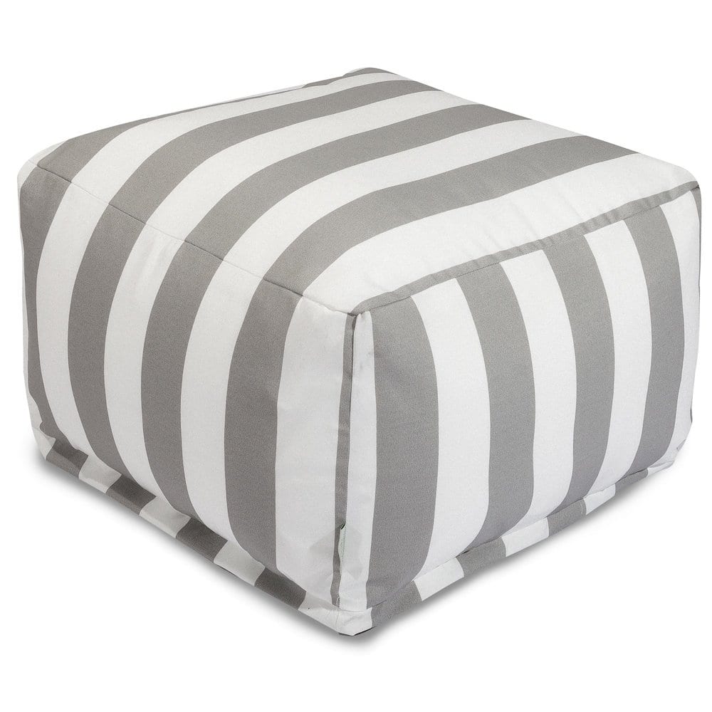 Majestic Home - Ottoman Pouf Vertical Stripe - Gray