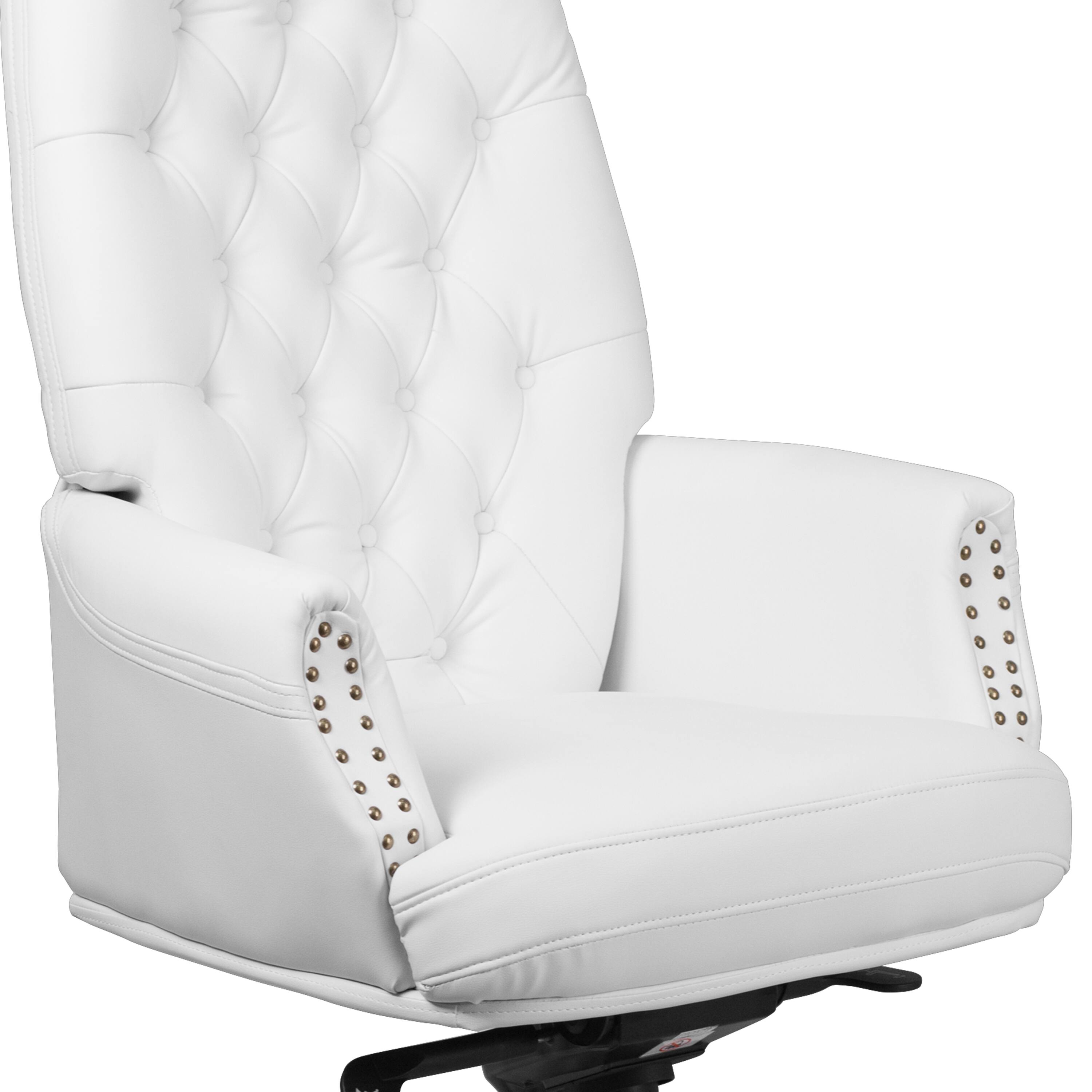 Alt View 8. Emma + Oliver - High Back Traditional Button Tufted Multifunction Swivel Ergonomic Office Chair - White.