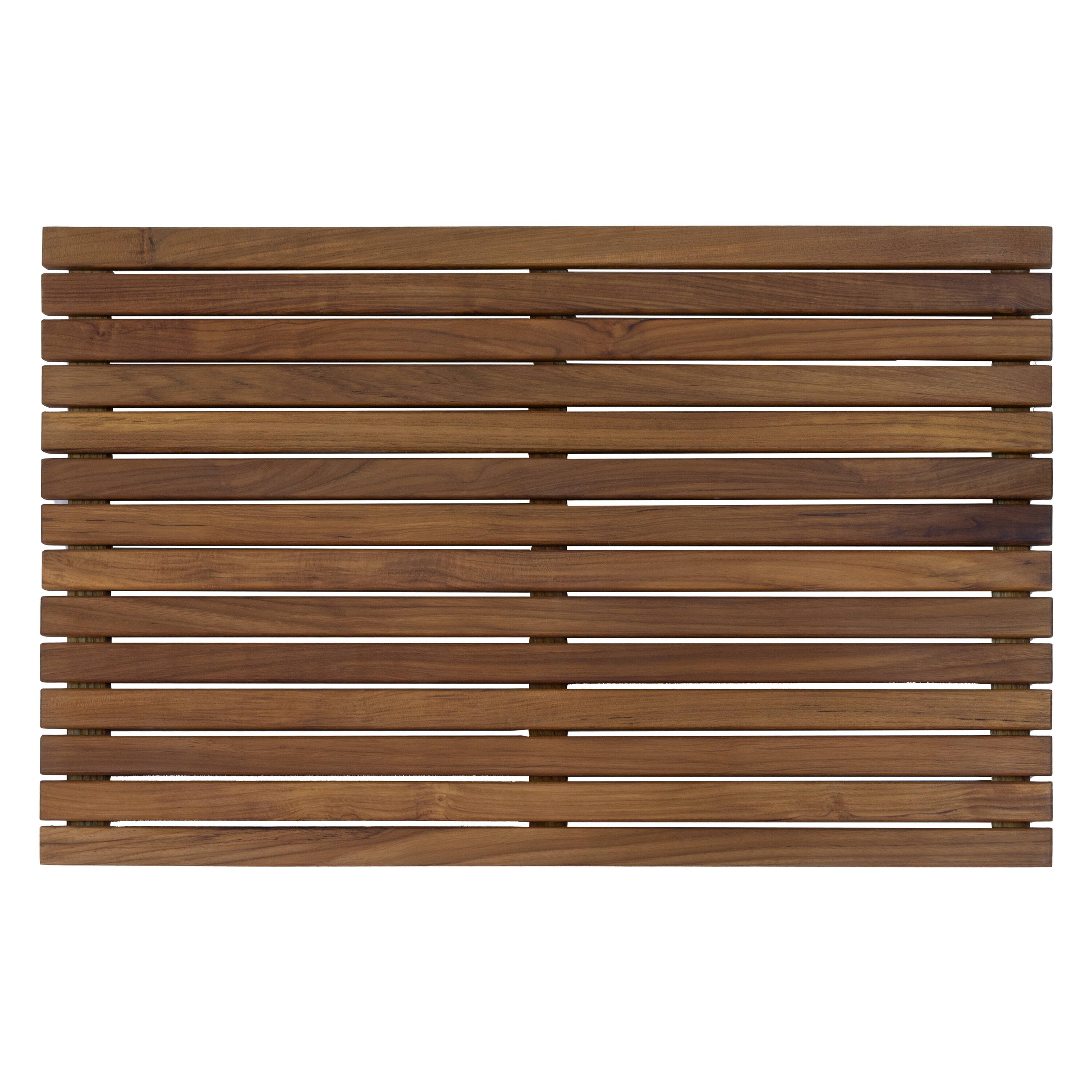 Alt View 8. Sunnydaze - Solid Teak Shower Mat - Spa-Inspired Slatted Bath Mat - Set of 2 - Brown.
