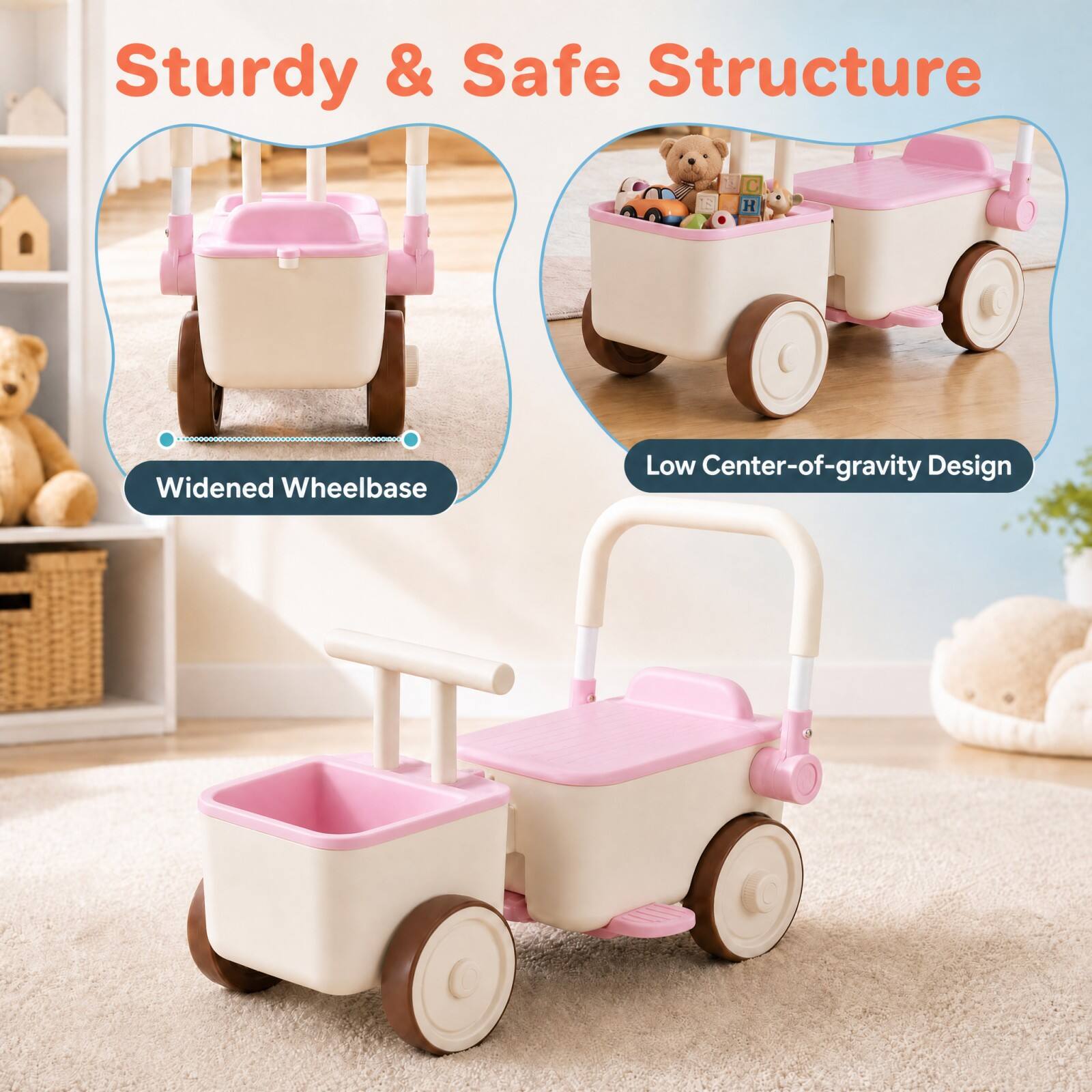 Sturdy & Safe Structure

- Widened Wheelbase
- Low Center-of-gravity Design