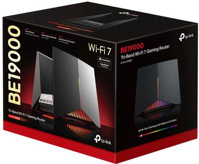 TP Link BE19000 Tri Band Wi Fi 7 Gaming Router Black/Red Archer TP Link BE19000 Tri Band Wi Fi 7 Gaming Router Black/Red Archer