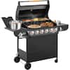 Front. Chateau Abodes - 6-Burner Propane Gas Grill with Side Burner, 72000 BTU, Porcelain-Enameled Cast Iron Grates for Outdoor, Patio - Black.