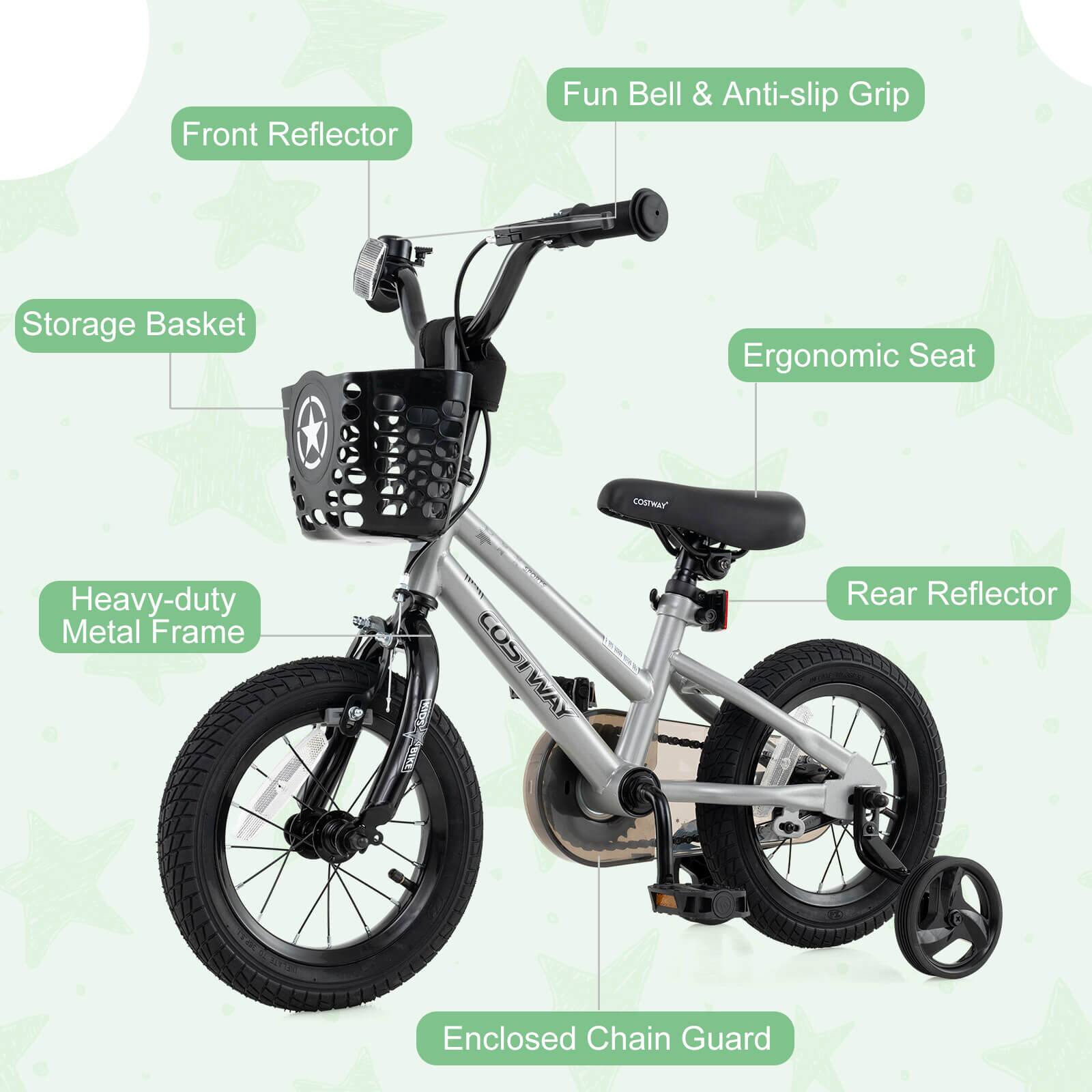 - Front Reflector
- Fun Bell & Anti-slip Grip
- Storage Basket
- Ergonomic Seat
- Heavy-duty Metal Frame
- Rear Reflector
- Enclosed Chain Guard