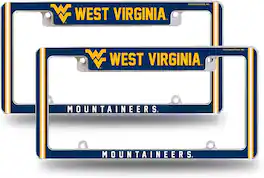Rico Industries - West Virginia NCAA Mountaineers (Set of 2) Chrome Metal License Plate Frames with Bold Full Frame Design - Multi