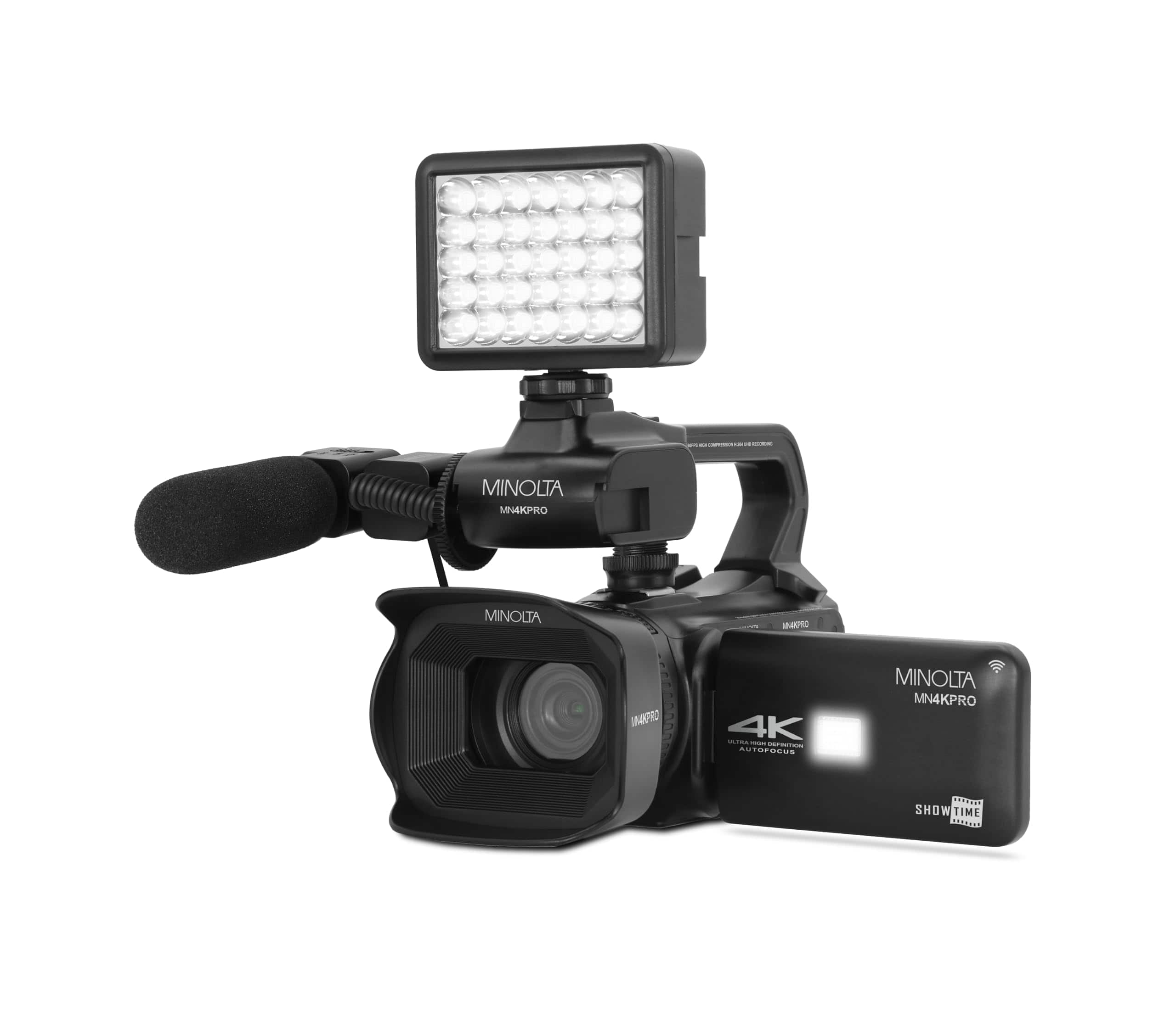 Minolta - MN4KPRO 4K60FPS Ultra HD / 64 MP Autofocus Pro Camcorder Kit w/WiFi - Black