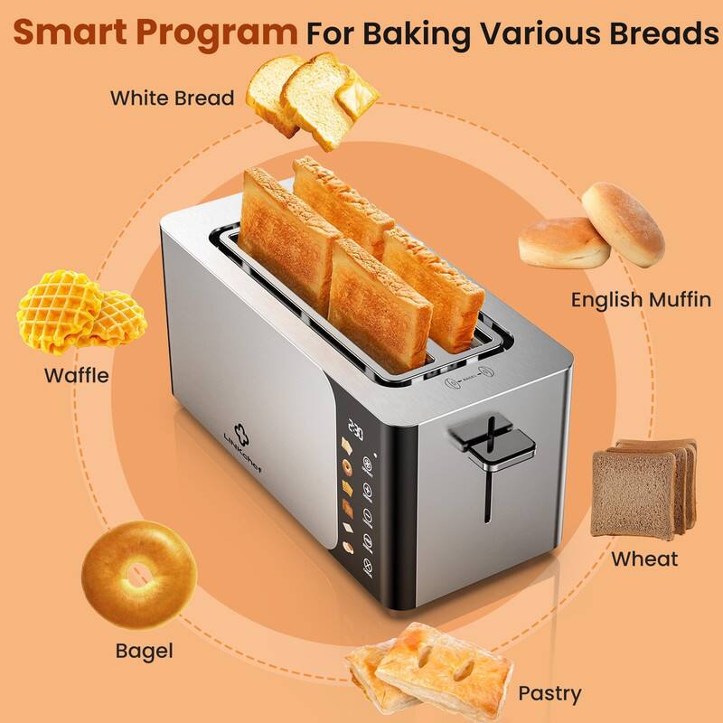 Smart Program For Baking Various Breads

- White Bread
- English Muffin
- Waffle
- Bagel
- Wheat
- Pastry