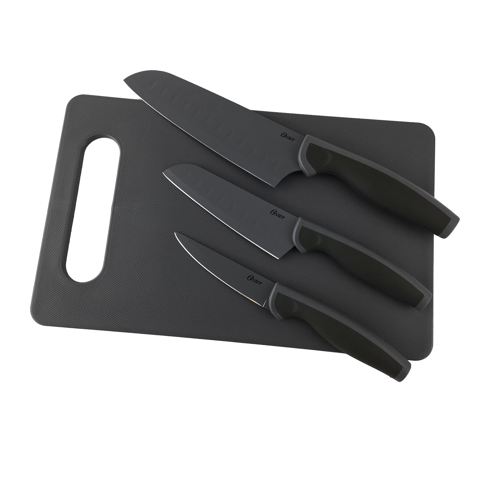 Oster - Slice Craft 4 Piece Cutlery Knife Set with Cutting Board in Black