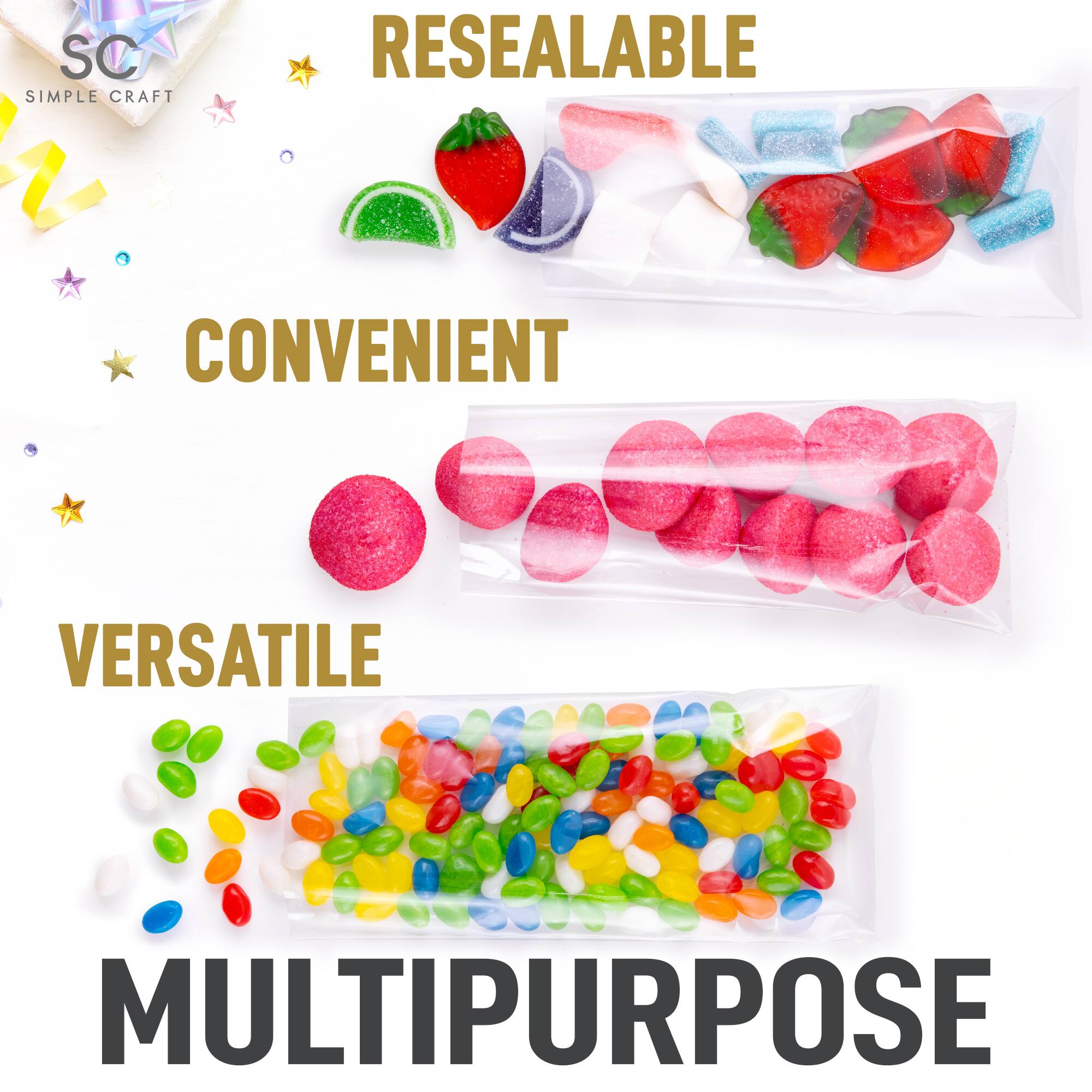 SC SIMPLE CRAFT  
RESEALABLE  
CONVENIENT  
VERSATILE  
MULTIPURPOSE