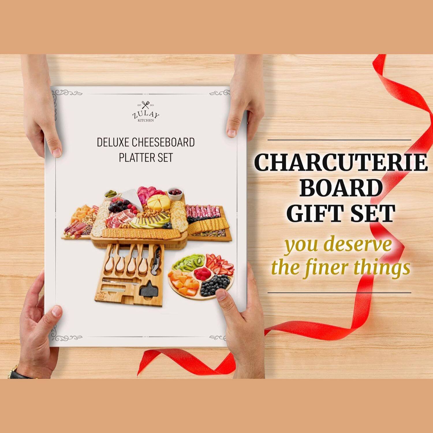 - ZULAY MITOHEN DELUXE CHEESEBOARD PLATTER SET CHARCUTERIE BOARD GIFT SET you deserve the finer things