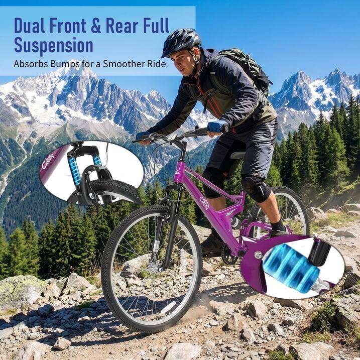 Dual Front & Rear Full Suspension  
Absorbs Bumps for a Smoother Ride