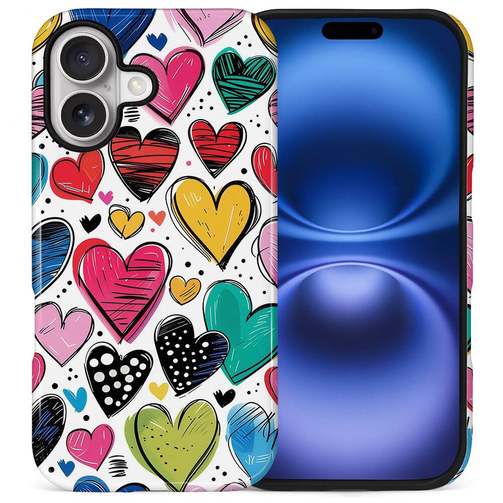 Colorful Heart Doodle for iPhone 16
