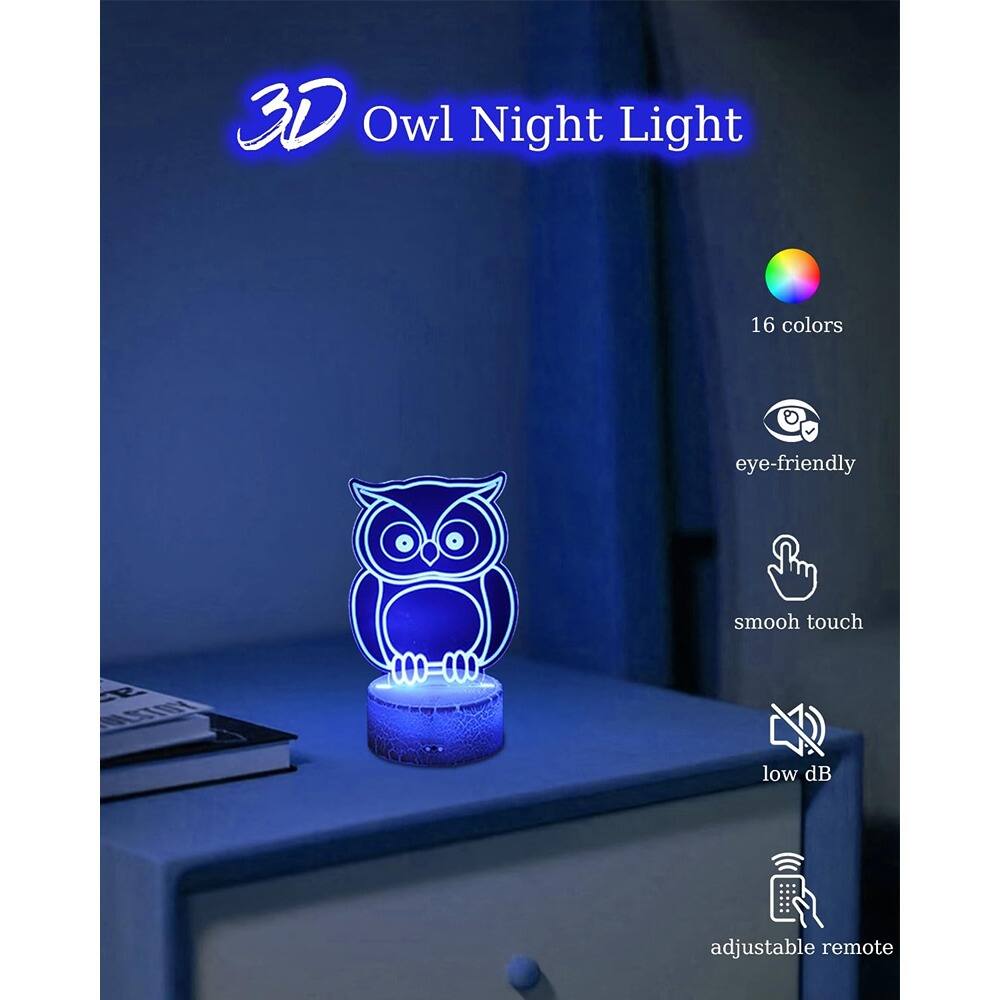 3D Owl Night Light

- 16 colors
- eye-friendly
- smooth touch
- low dB
- adjustable remote