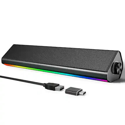 Front. Dazzed Corner - Computer Speakers for Desktop, Bluetooth USB PC Speakers with Touch Control - Black.