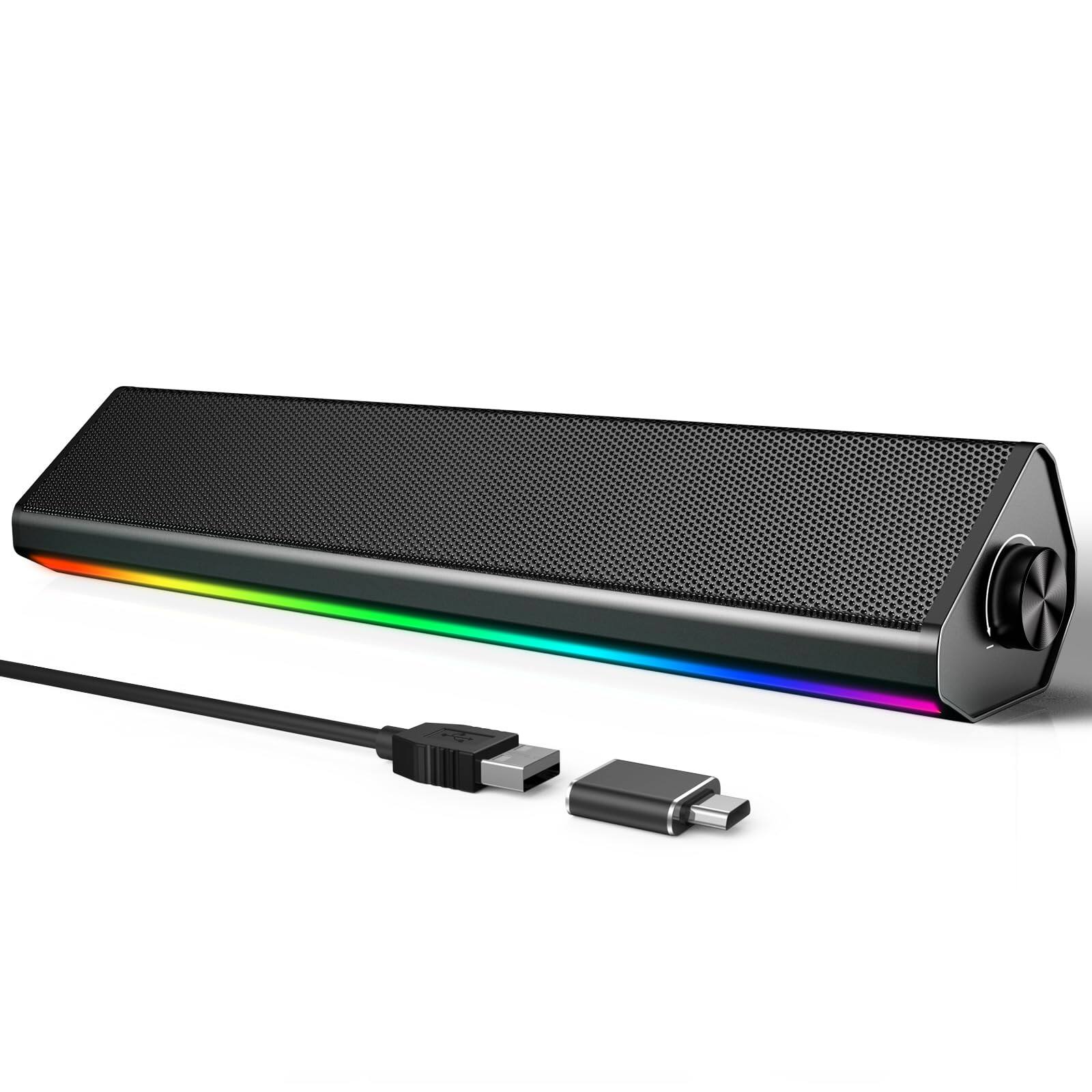 Front. Dazzed Corner - Computer Speakers for Desktop, Bluetooth USB PC Speakers with Touch Control - Black.