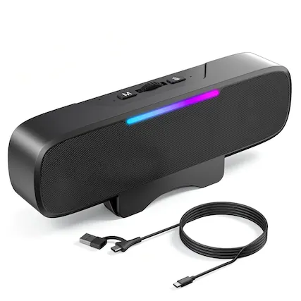 Front. Dazzed Corner - USB Computer Speakers for Desktop PC - Black.