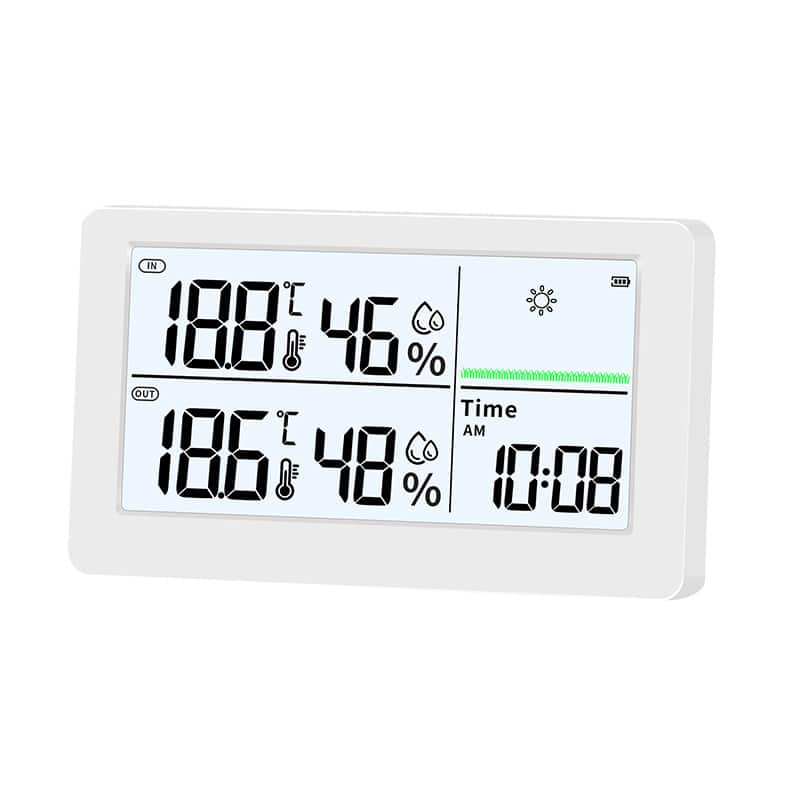 Cluzine - Smart Thermometer Hygrometer Digital LCD Display, Calendar Clock with Tuya APP Control for Home Nursery Indoor Use