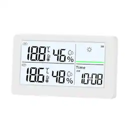Cluzine - Smart Thermometer Hygrometer Digital LCD Display, Calendar Clock with Tuya APP Control for Home Nursery Indoor Use