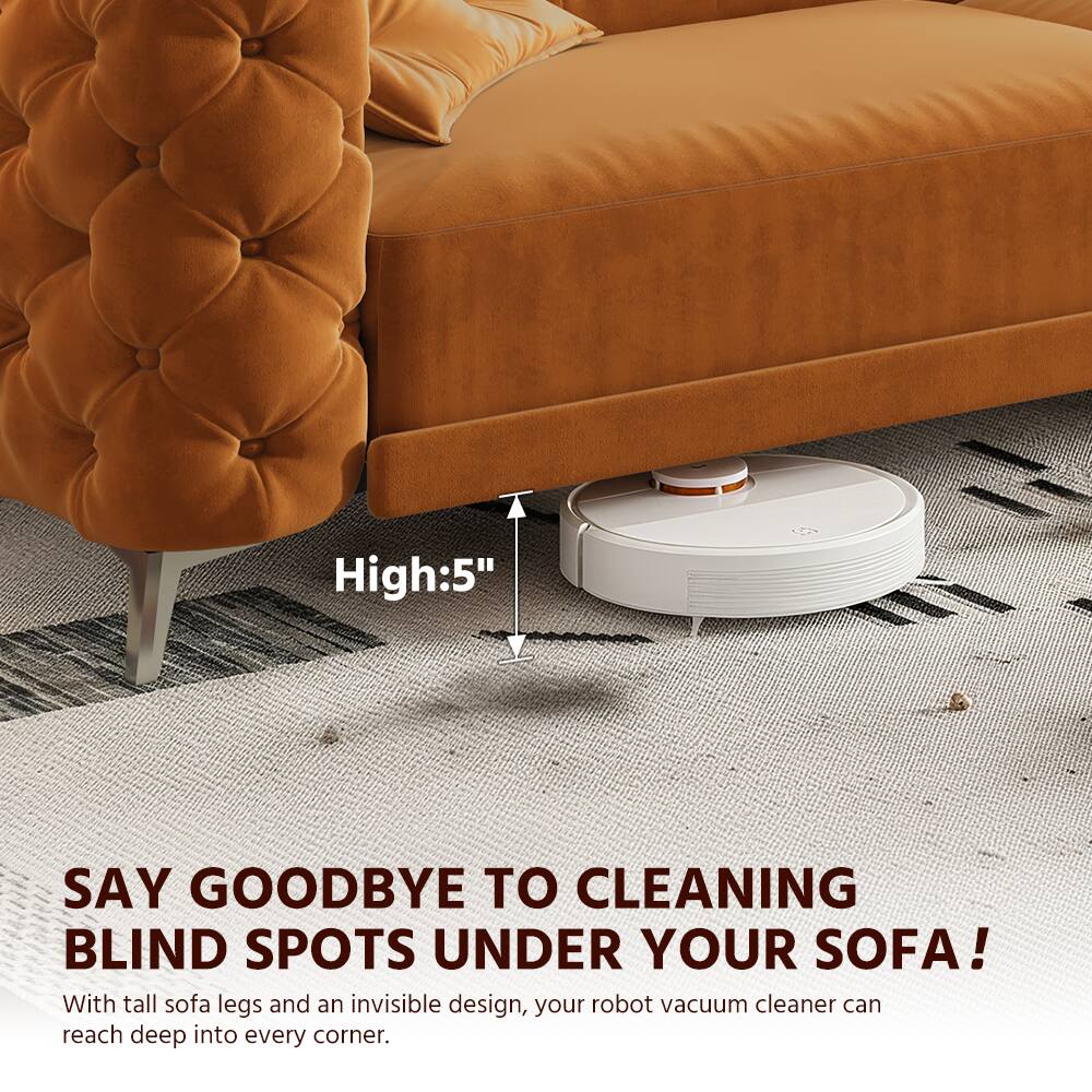 High: 5"  
SAY GOODBYE TO CLEANING BLIND SPOTS UNDER YOUR SOFA!  
With tall sofa legs and an invisible design, your robot vacuum cleaner can reach deep into every corner.