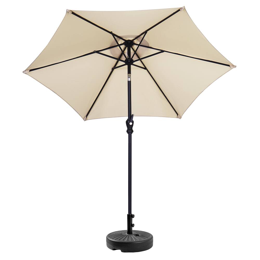 Back. Ainfox - Ainfox 7.5ft Patio Umbrella With Round umbrella base - Khaki.