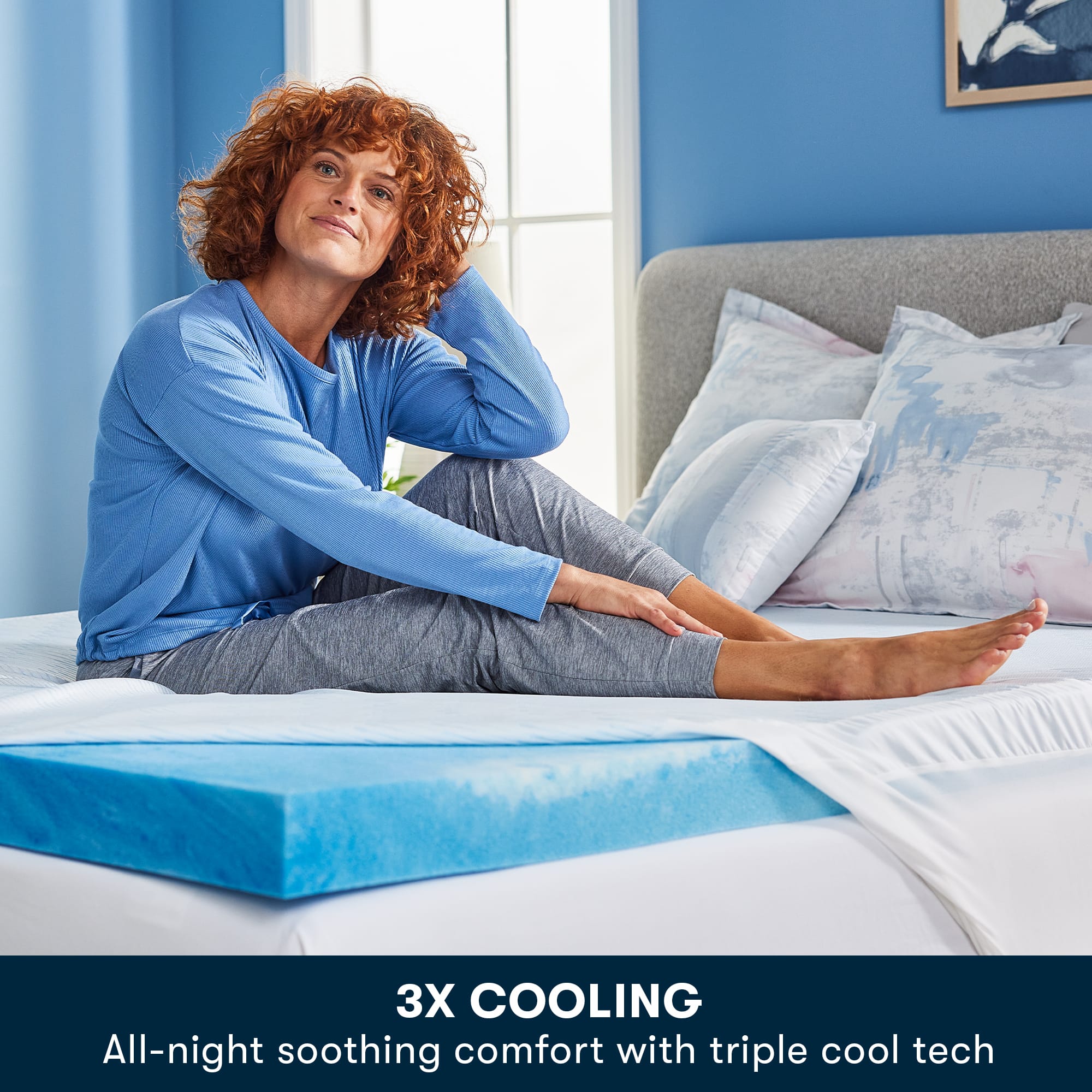 Serta Soothing Cool 3 in. Twin XL Gel Memory Foam Mattress Topper